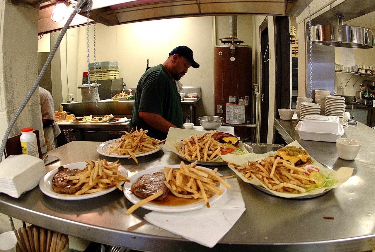 Cattleman and cattlewoman's brunch: Fried steak and fried potatoes.