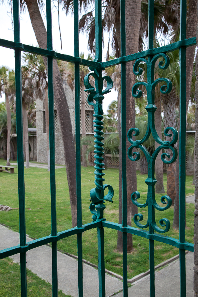Bars protect the empty structure from vandalism