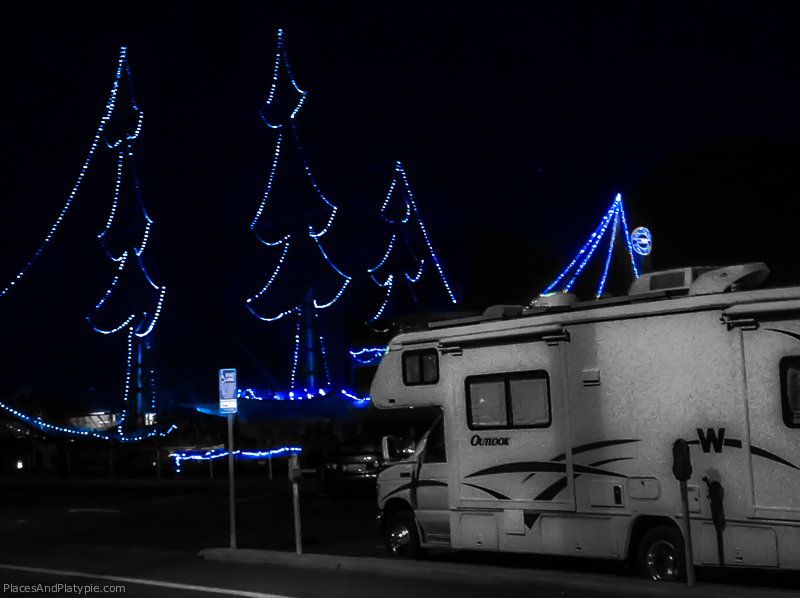 Christmas lights on the ships at the Maritime Museum in San Diego.