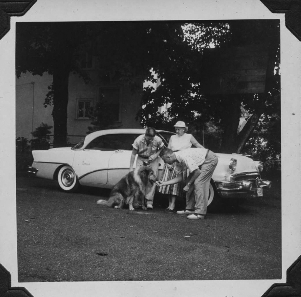 Here is Lance saying goodbye to the family as we left on a road trip to California in 1956. How I hated leaving him.