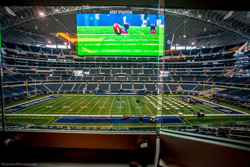 The view from owner, Jerry Jone's box. It's a big TV.