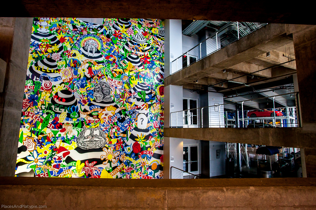 Trenton Doyle Hancock
From a Legend to a Choir (2009)
Vinyl print
Approximately 41 feet by 108 feet
Located on SE Ramp Wall (silver - star levels)