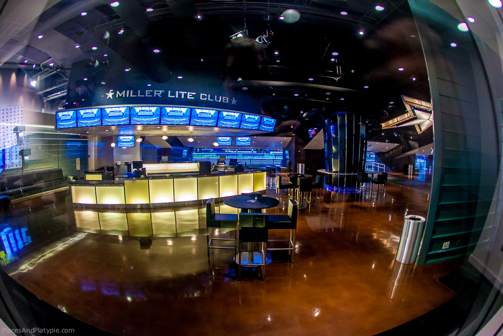 From this bar, the team runs right past the fans onto the field.