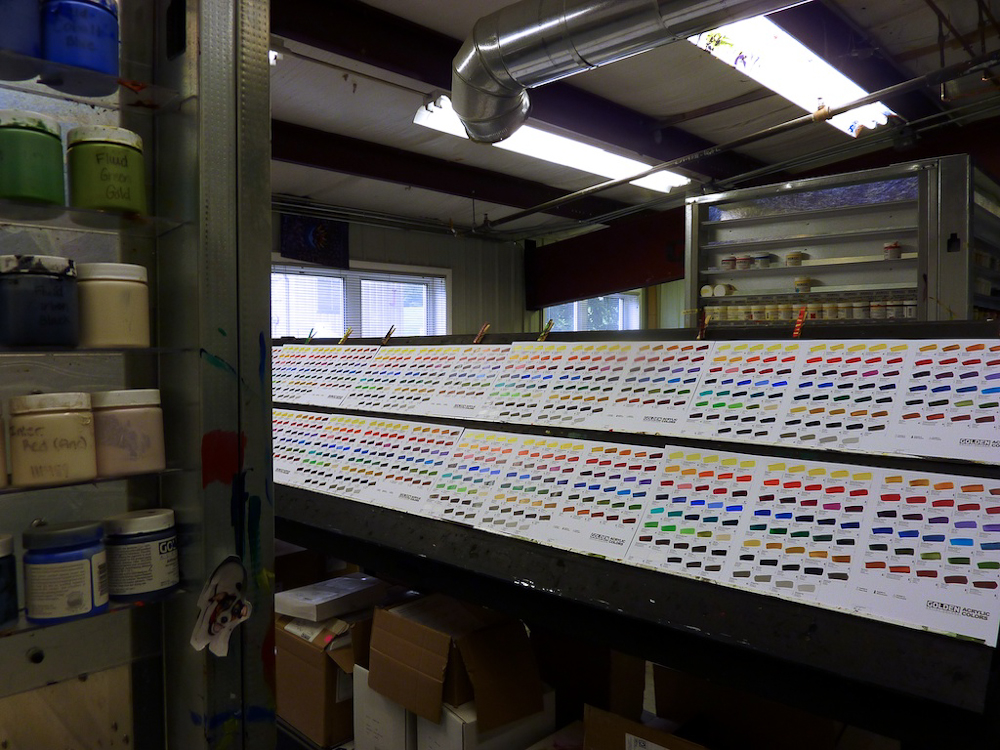 Where the hand-painted swatch sets are done AND each tube or jar gets a handpainted swish of paint.