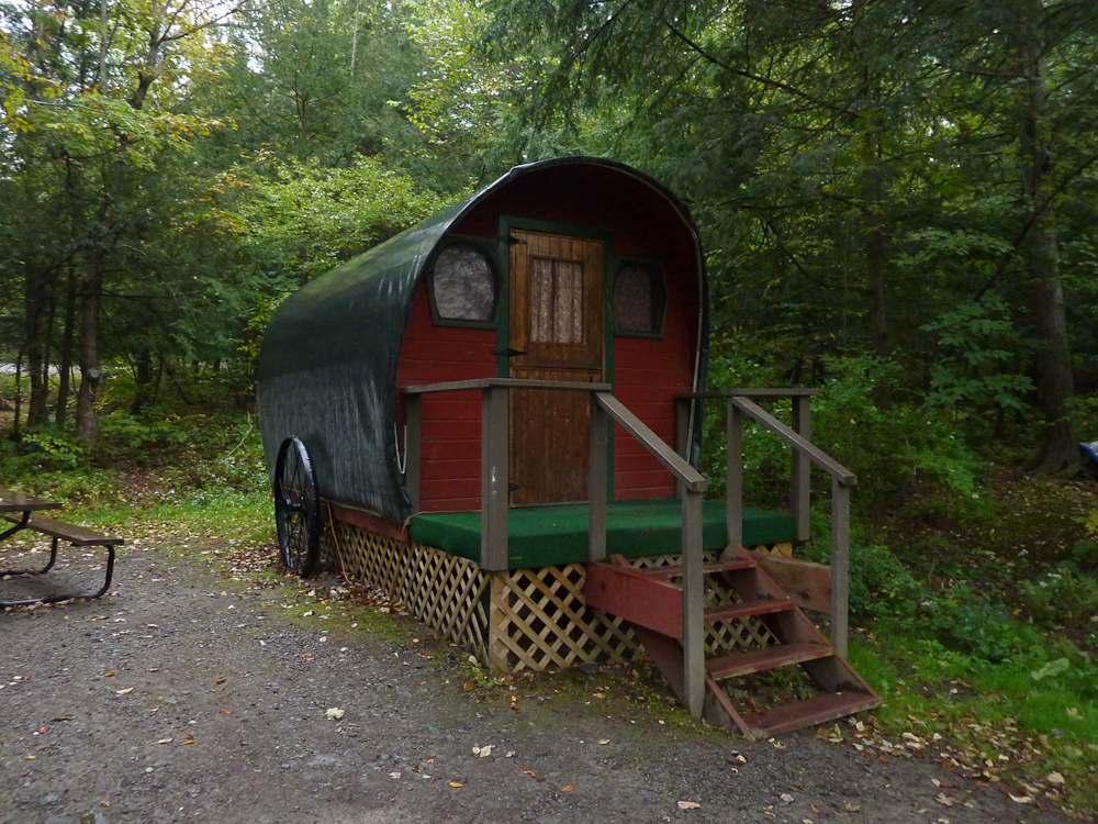 Some small mobile homes disappear behind their period facades. Corning, New York