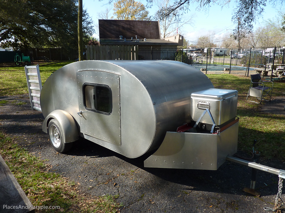 Exterior of teardrop camper owned by Kim and Norm Brown.