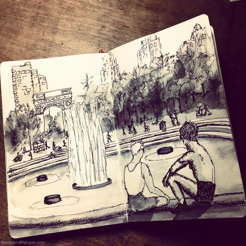 Urban Sketching, Washington Square Park - New York City