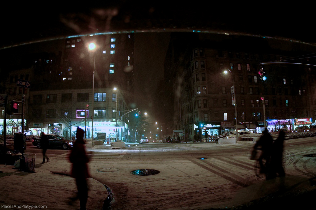 A frigid and blustery night outside our old apartment at 81st and Broadway