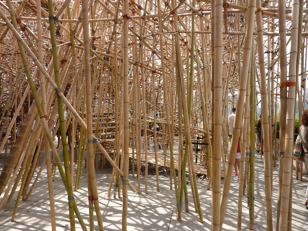 Big Bambú, a jungle of bamboo created by the Starn twins on the roof.