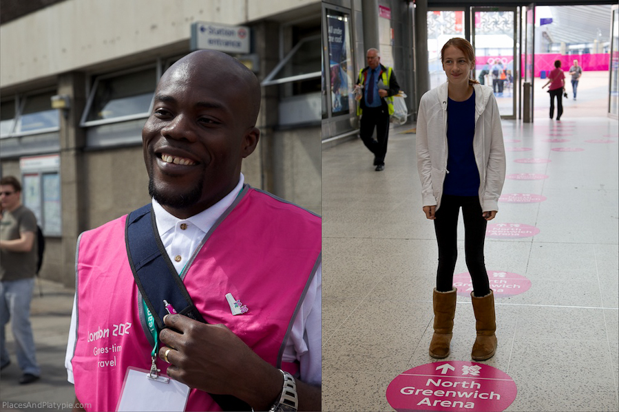 Volunteers in pink vests were everywhere to help us get around. There were also pink circles to point the way.