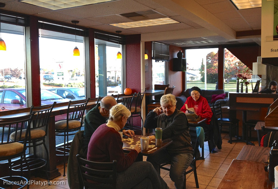 Friends meeting at Bella Rosa Coffee House