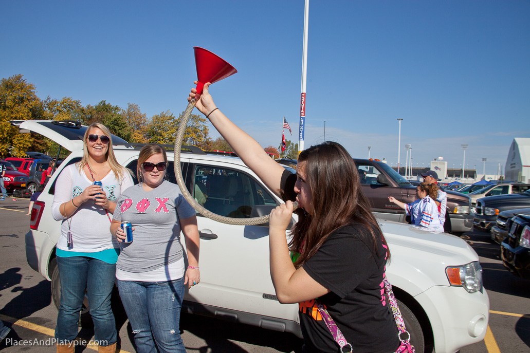 Blowing the viking horn... er wait..