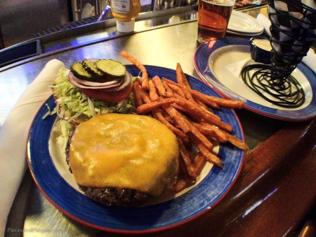 The traditional sports bar cheeseburger the day before the tailgating!