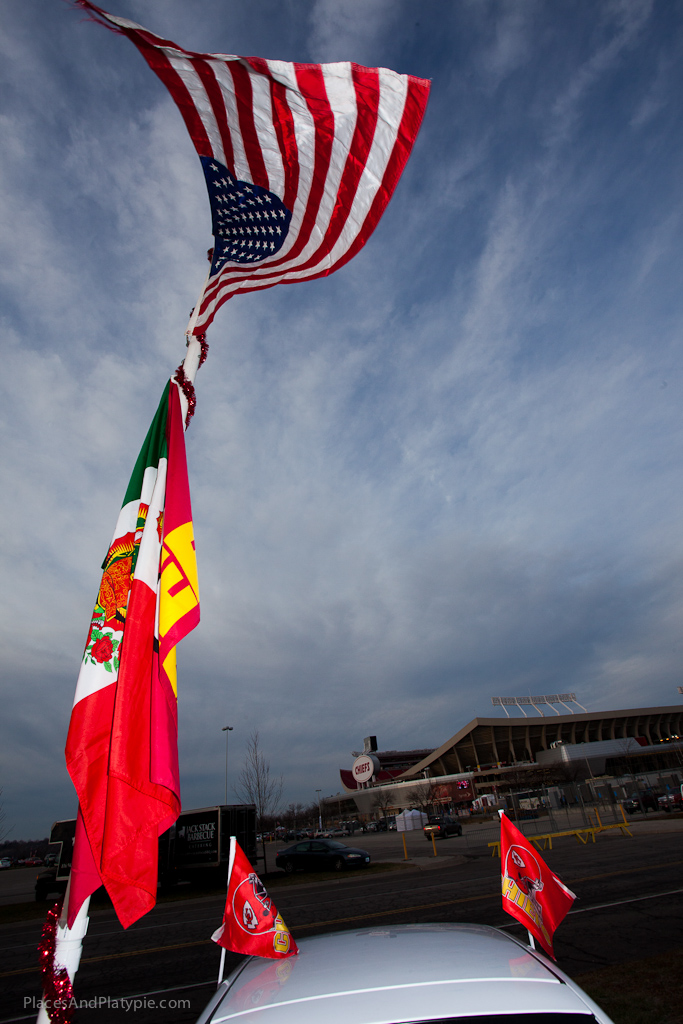 Many tailgaters make the first task erecting the flags