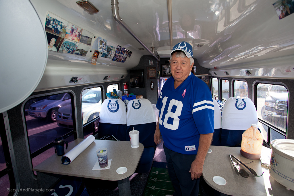 Inside Fan Van details - custom team colors and upholstery, yardline carpeting, memorabilia from past games -so Kool!