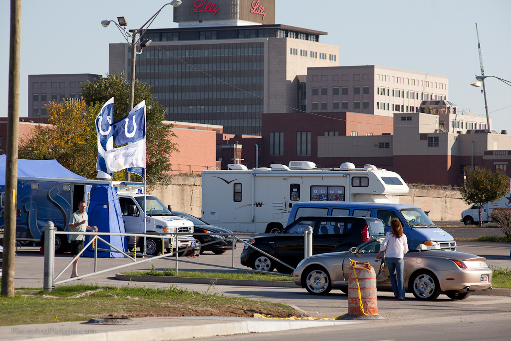 Greg of the Blue Crew leadership invited us to stay overnight Saturday - you can see pics from our first 5 stadiums in the RV windows!