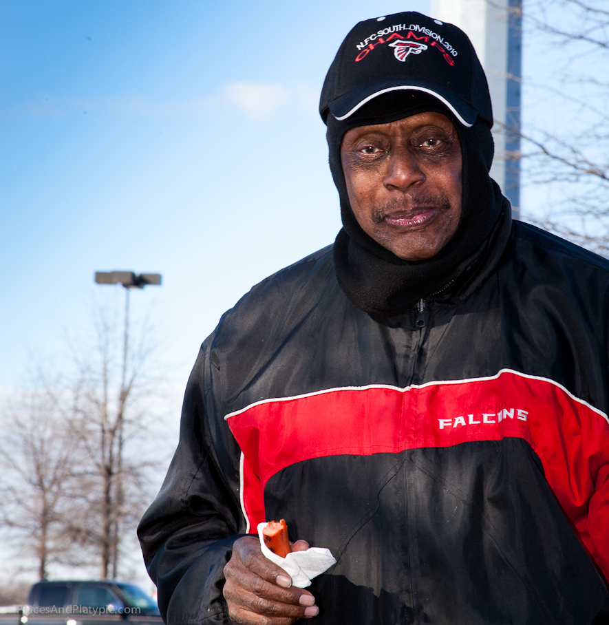 A veteran fan with lots of great stories to tell - you can see it all in his eyes and fan gear!