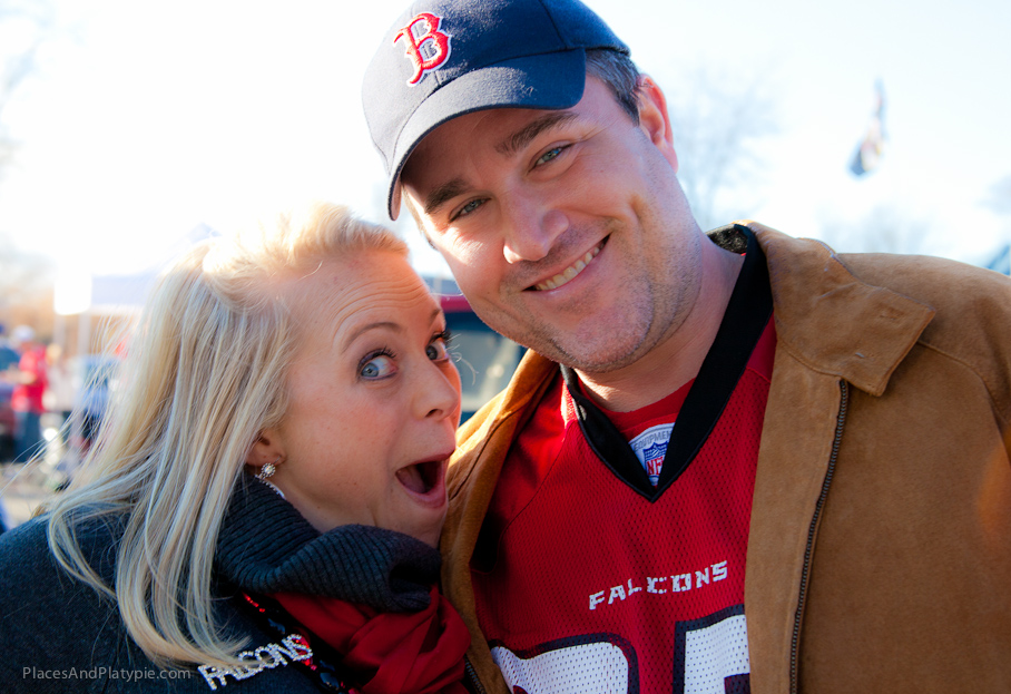 Fun Falcons Fans in the perfect tailgating spirit