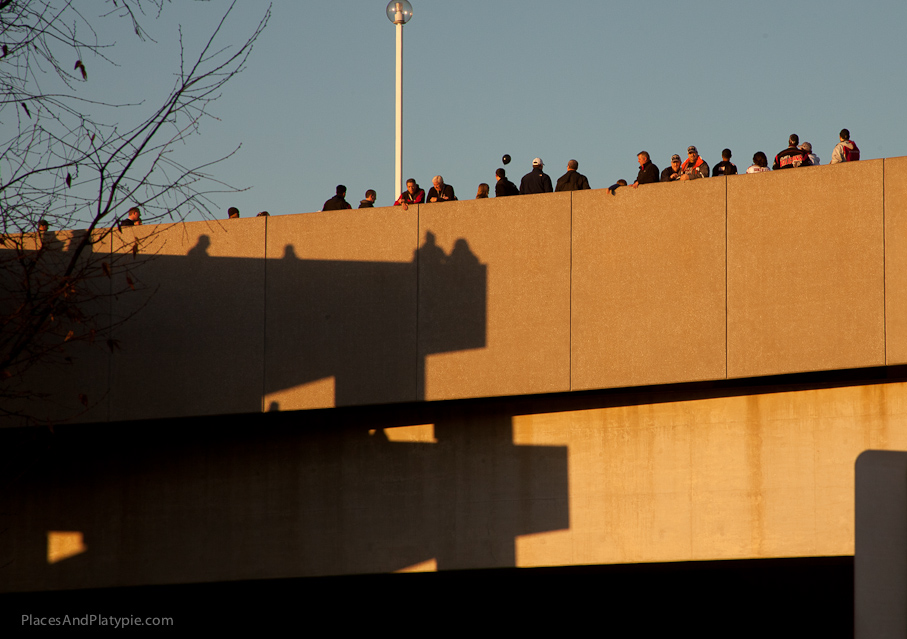 Sunset, shadows and skurrying to your seats!