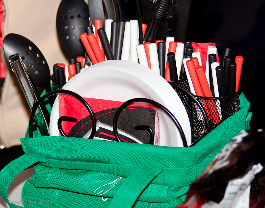 Falcons colors right down to the napkins and utensils! Yes!