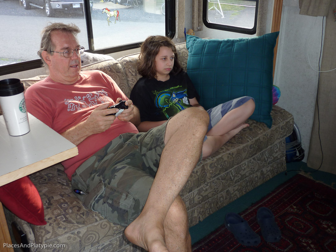Life inside the camper: Benjamin, Bernie and Halo video game