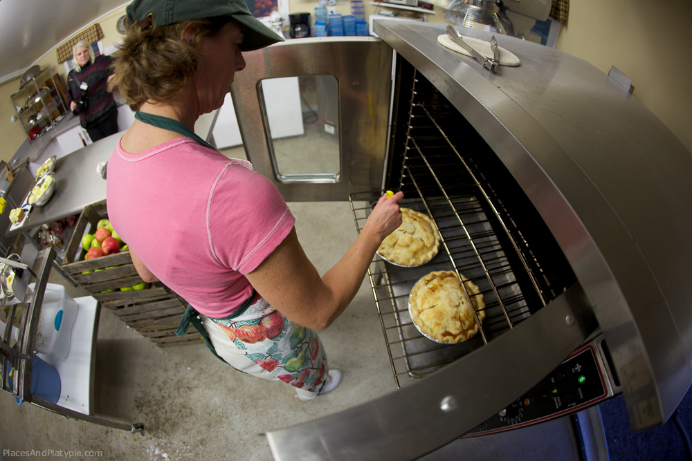 The pies are baked in a Garland oven.