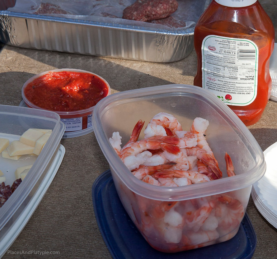 All the food groups - Meat, fish, cheese, tomato sauces!