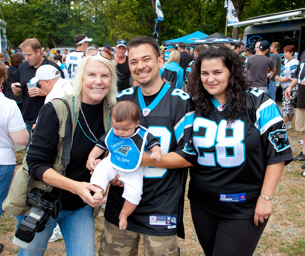 Peg with Hans and his wife Crystal and baby Lauren at HER FIRST NFL GAME!
