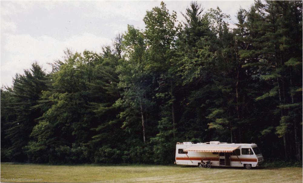 We are parked in a field to photograph a three day wedding on Lake Winnipesaukee, New Hampshire.