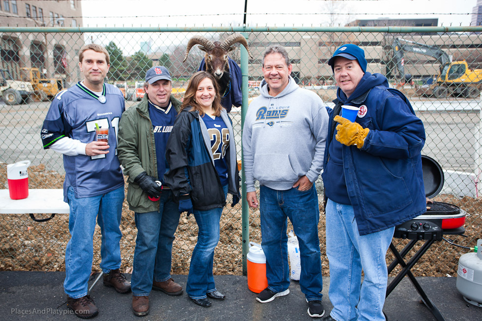 This mixed group includes both Rams and Seahawks fans - no butting heads!