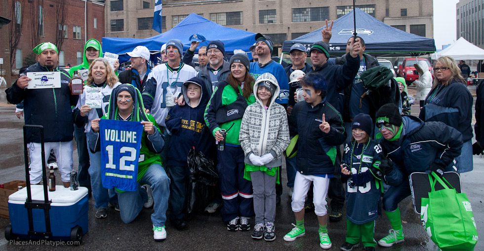 The Midwest Seahawkers pose before going in to the game