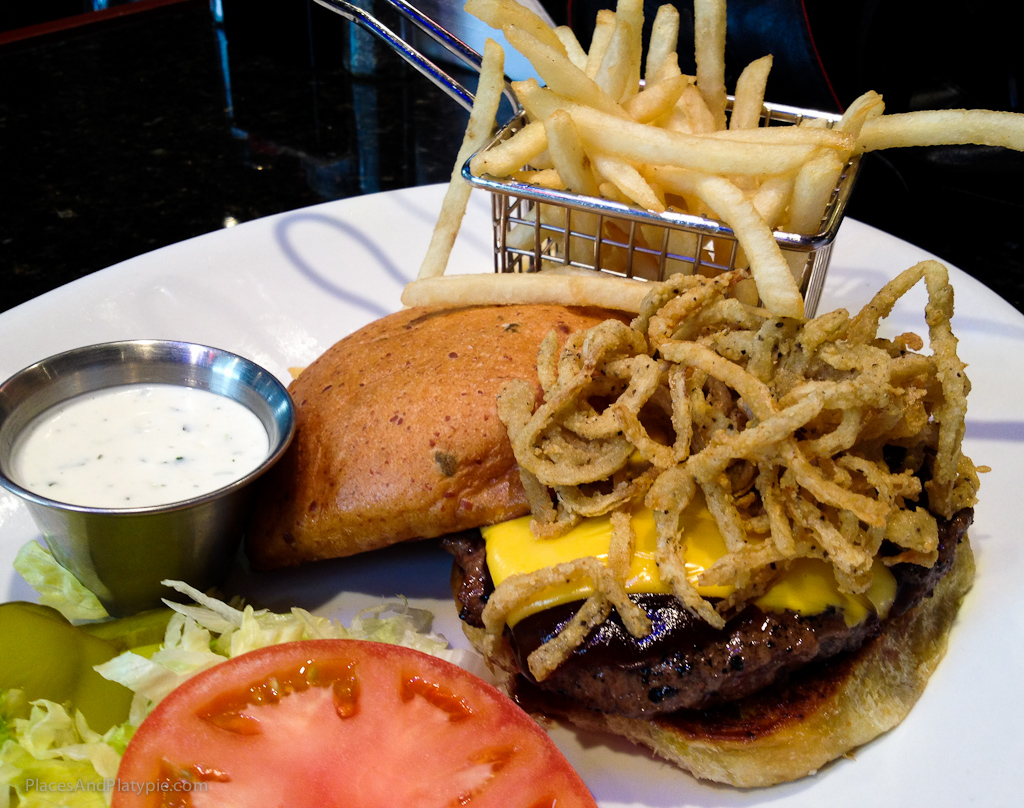 Our traditional burger in a sports bar the night before the game