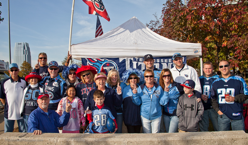 In the shadow of the stadium is this rowdy bunch! ALL Titans!
