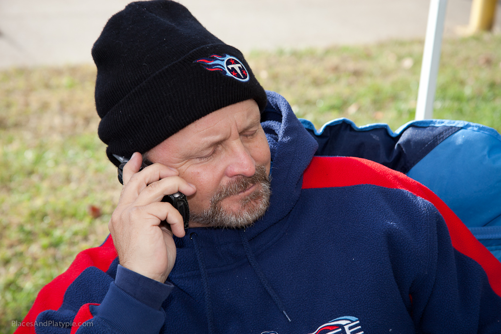 Sir, I'm sorry, you can't pretend to be a fan and just sleep here in front of the stadium!