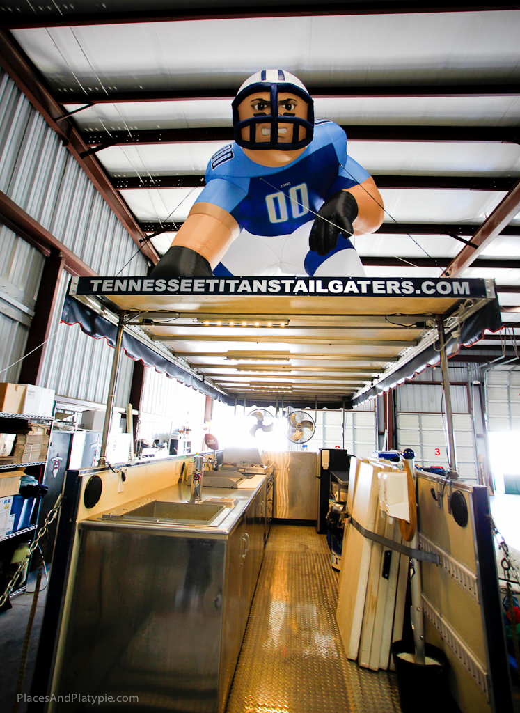 We knew we were in the right place the day before the game when we visited Wayne Vandevort's Red Arrow Delivery Service warehouse in Nashville.