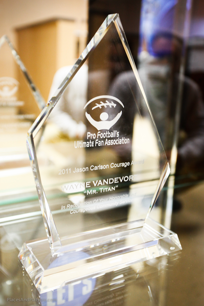 Awarded the 2011 Jason Carlson Courage Award is our host Wayne Vandevort, named MR. TITAN 